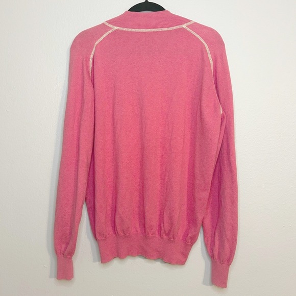 Peter Millar Luxury Blend Quarter Zip Sweater Coral Women's L Cotton Cashmere - Picture 2 of 6